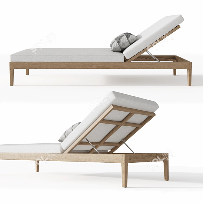 Stylish Laurel Teak Chaise 3D model image 2