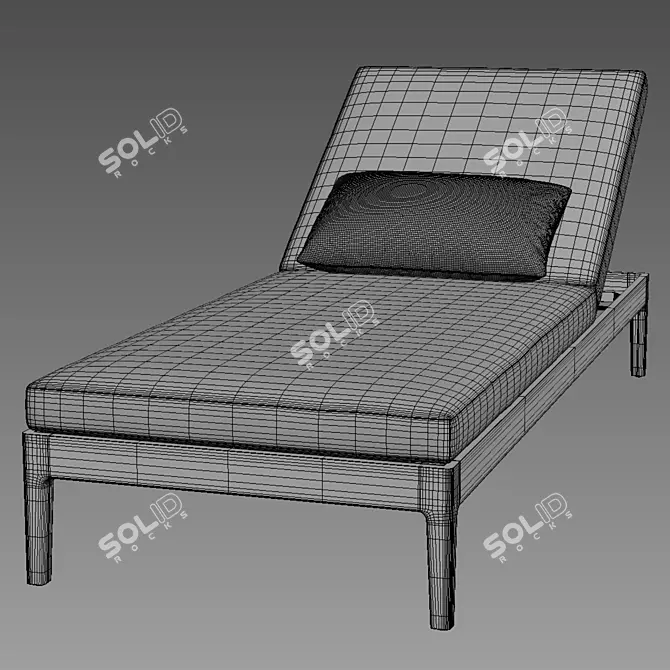 Stylish Laurel Teak Chaise 3D model image 3