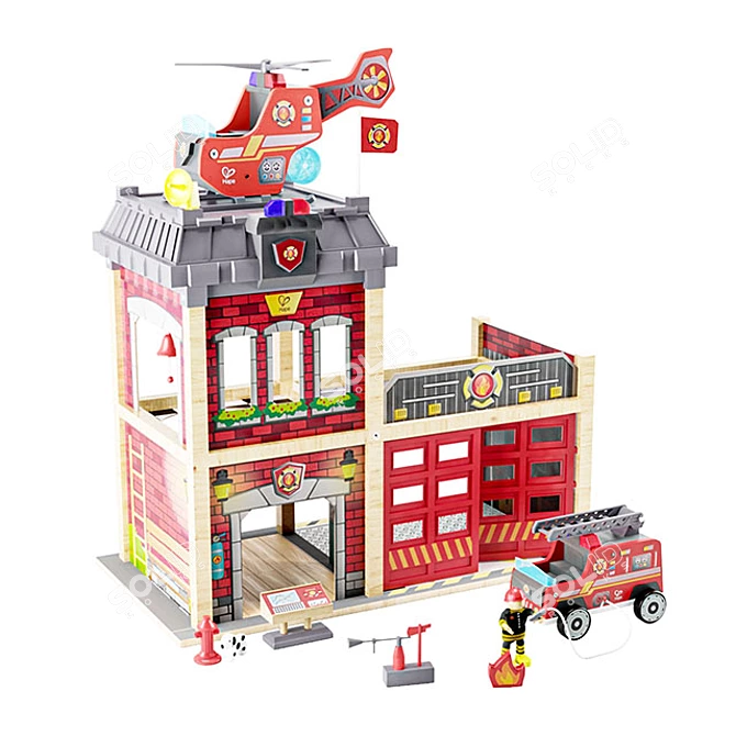 Hape Fire Station Playset - Complete Pretend Emergency Fun 3D model image 2