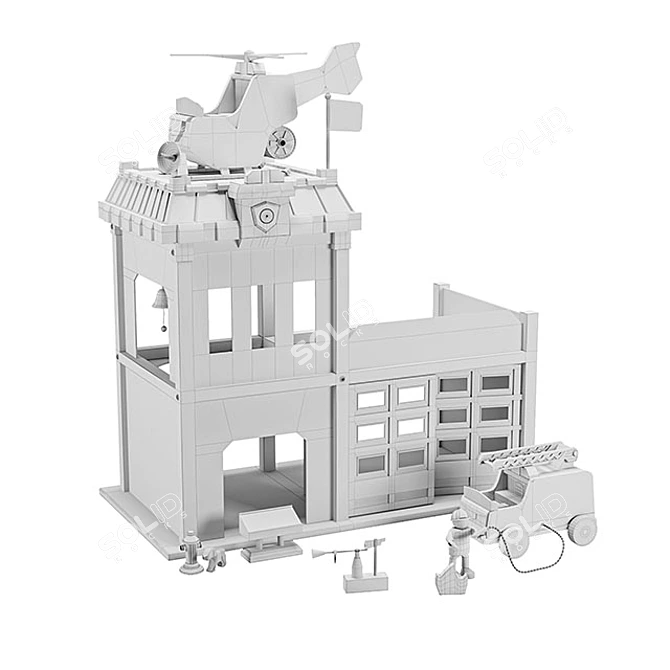 Hape Fire Station Playset - Complete Pretend Emergency Fun 3D model image 4