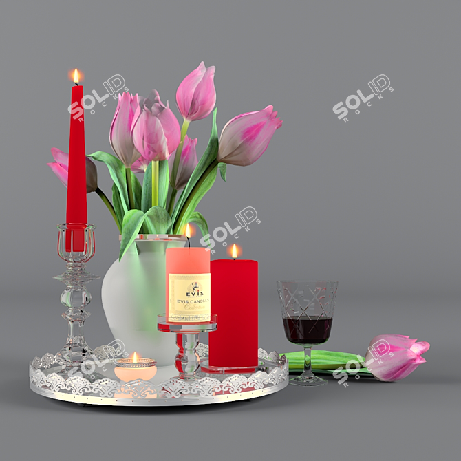 Elegant Pendant Decor Set 3D model image 1