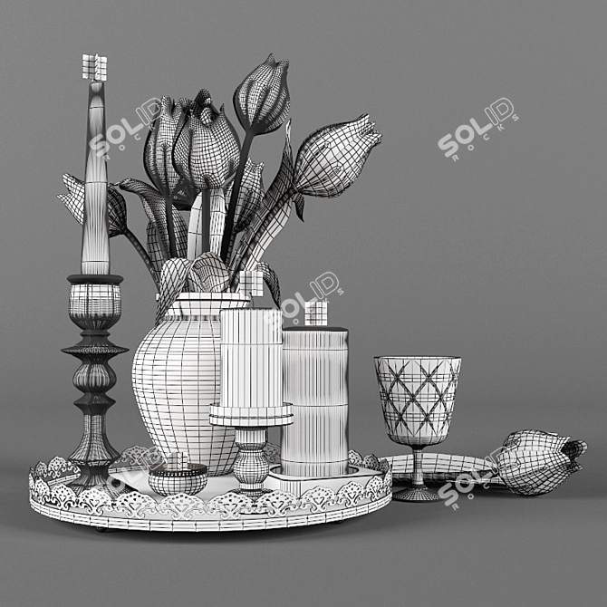 Elegant Pendant Decor Set 3D model image 2