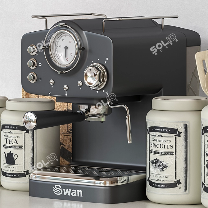 7-Piece Kitchen Set: Coffee Maker & Utensils 3D model image 2