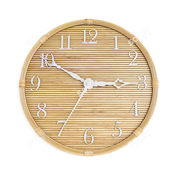 Elegant Rattan Wall Clock 3D model image 1