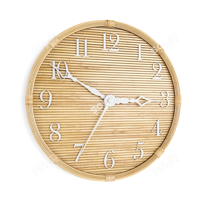 Elegant Rattan Wall Clock 3D model image 2