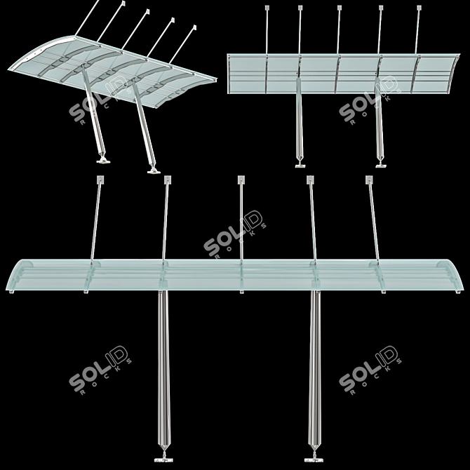 Sleek Glass Door Canopy 3D model image 2