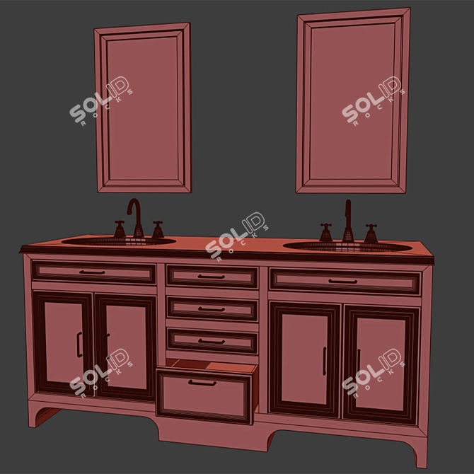 Drawer Style Bathroom Vanity 3D model image 4