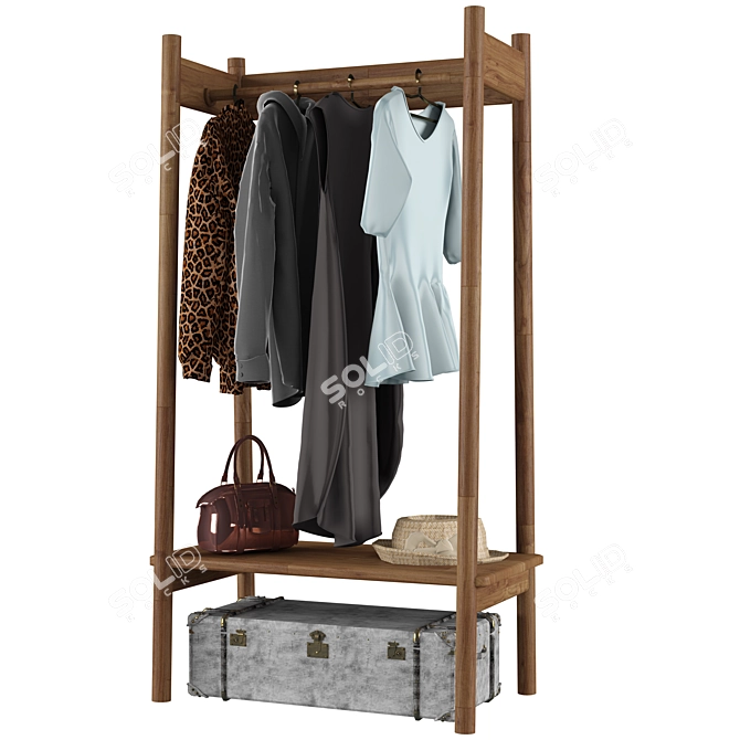 Kingham Open Wood Wardrobe 3D model image 1