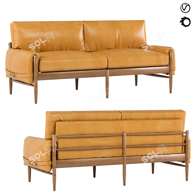 Brazilian-Inspired Maple Sofa 3D model image 1