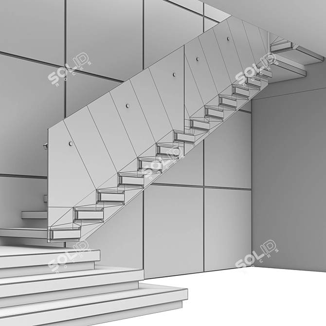 Modern Stairs 2 - Wood, Concrete & Glass 3D model image 19