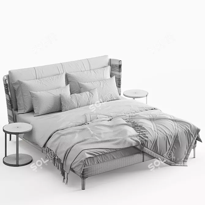 Luxury Bretagne Bed: Elegant Design 3D model image 6