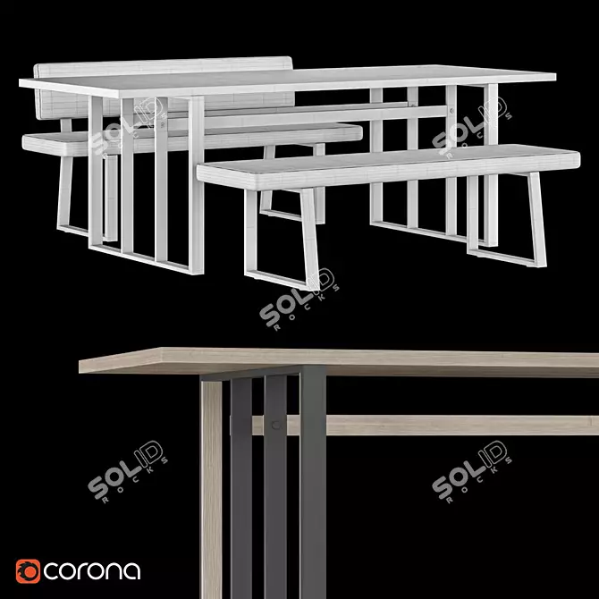 Sleek GRID Dining Set 3D model image 2