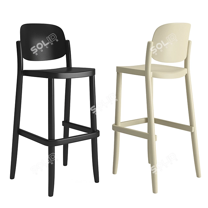 Fiberglass Barstool with Footrest 3D model image 2