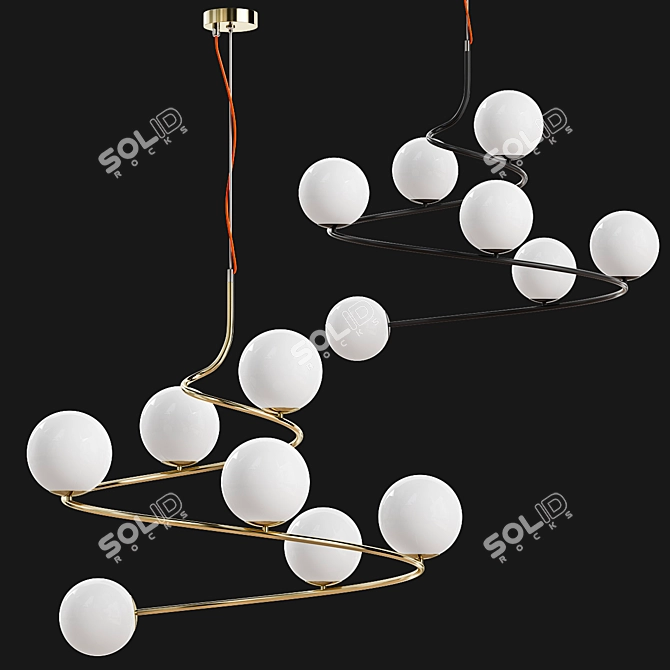 Elegant Curved Design Ceiling Lamp 3D model image 2