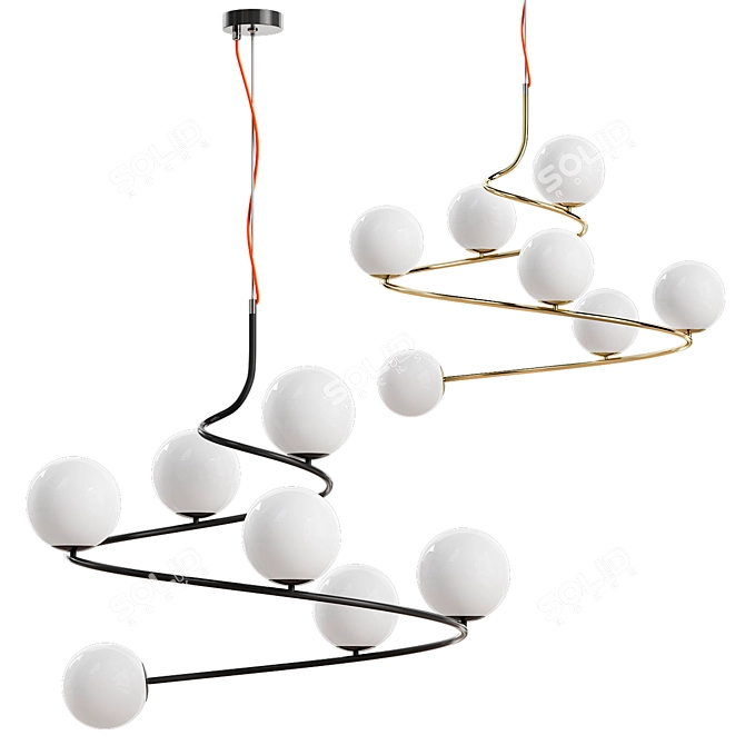 Elegant Curved Design Ceiling Lamp 3D model image 3