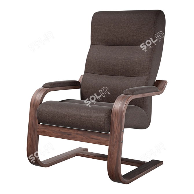 Luxury Oscar Armchair - Walnut Wood Frame 3D model image 1