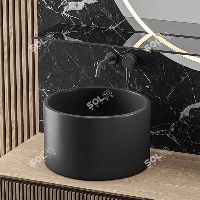 Elegant Dark Bathroom: 3D Model 3D model image 3