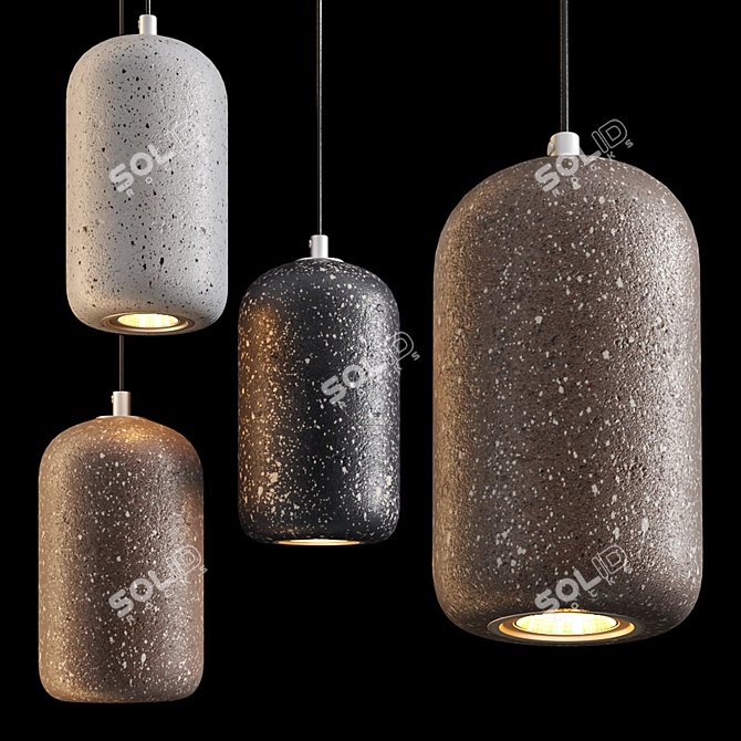 Sleek Nordic Cement Pendant Lighting 3D model image 2