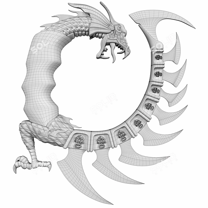 Fantasy Dragon Blade 3D model image 4