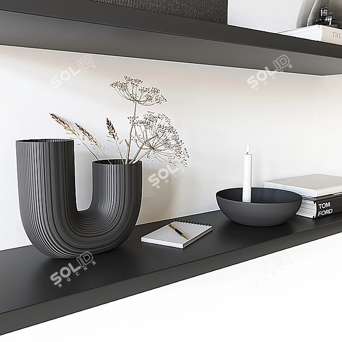 Title: Elegant Bookshelf Set with Decorative Accessories 3D model image 2
