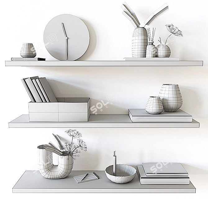 Title: Elegant Bookshelf Set with Decorative Accessories 3D model image 5