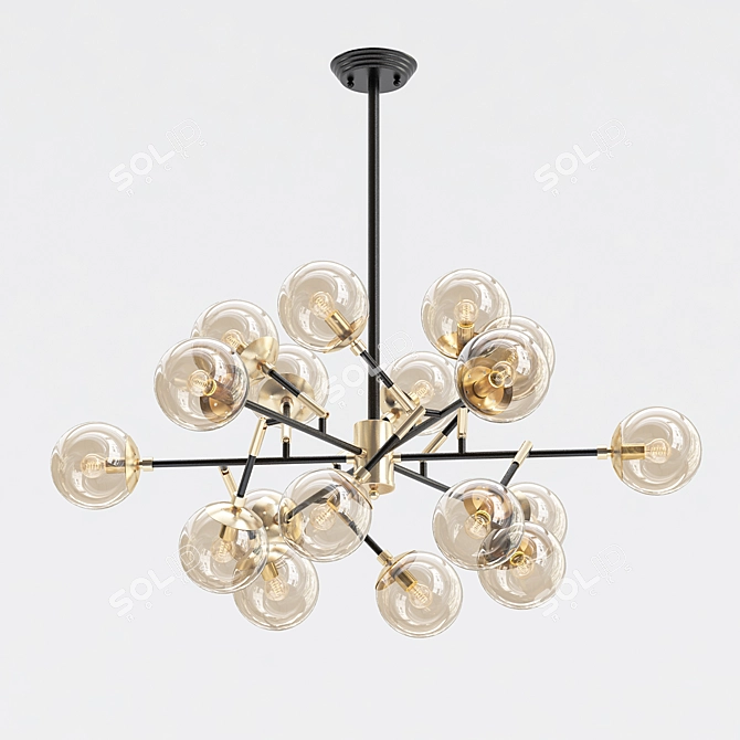 Radiant Amber Glass Pendant Chandelier 3D model image 1