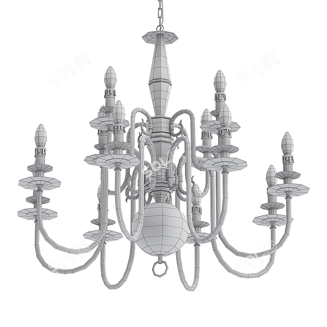 Luxury Candle Chandelier 3D model image 2