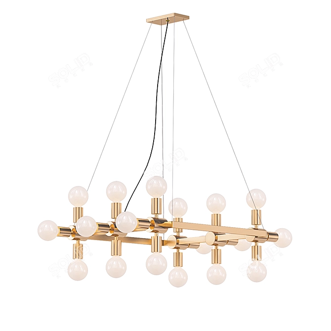 Modern Industrial Bare Bulb Chandelier 3D model image 1