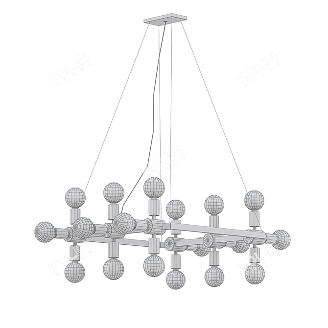Modern Industrial Bare Bulb Chandelier 3D model image 2