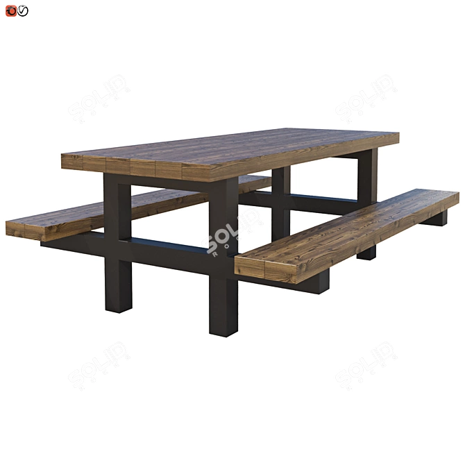 Park Bench-Table Combo 3D model image 1