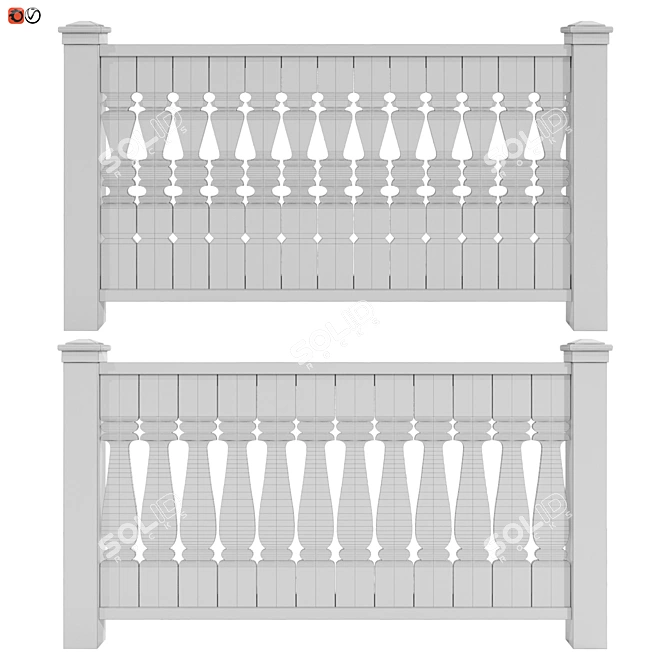 Modern Terrace Railing Set 3D model image 2