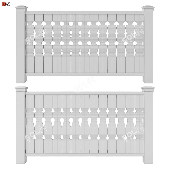 Stylish Terrace Railing Set 3D model image 2