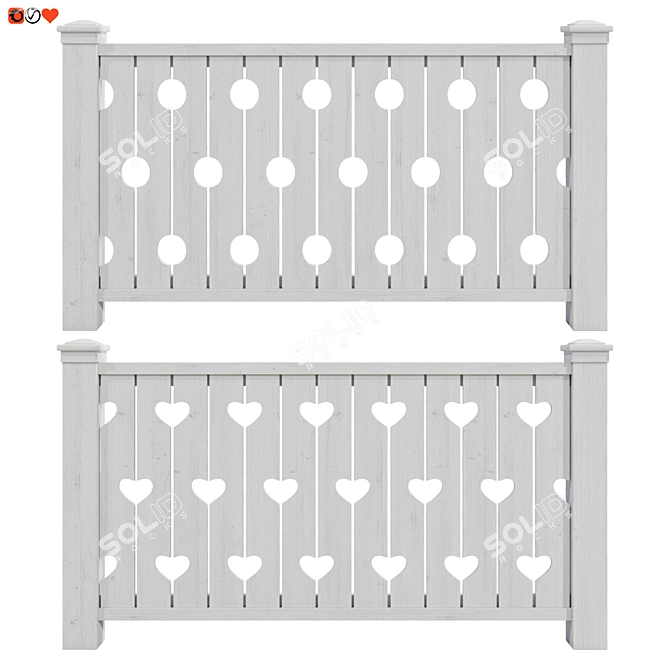 Elegant Terrace Railing Set 3D model image 1