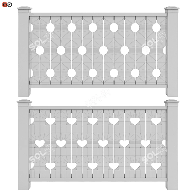 Elegant Terrace Railing Set 3D model image 2