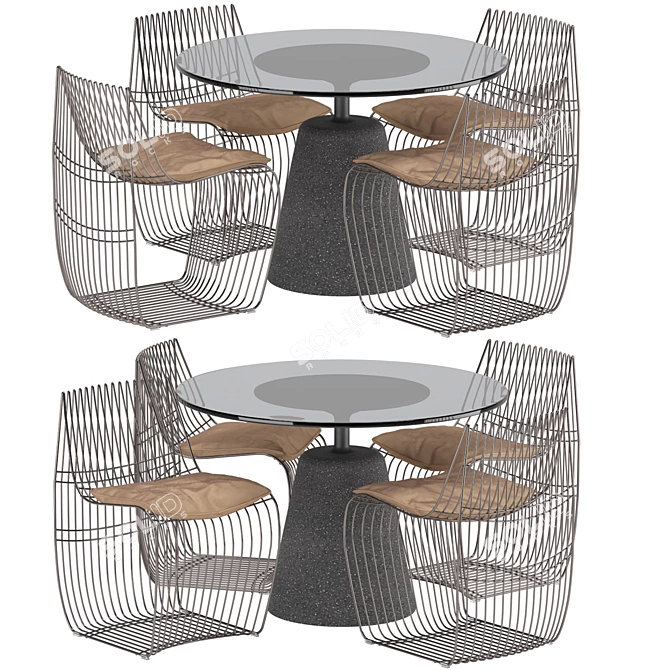 Rock Table & Sign Filo Chairs: Stylish Set for Modern Spaces 3D model image 1