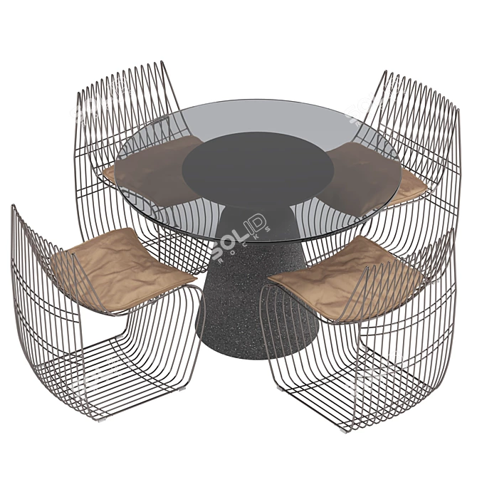 Rock Table & Sign Filo Chairs: Stylish Set for Modern Spaces 3D model image 3