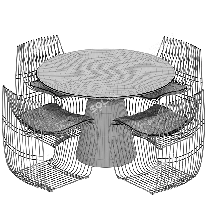 Rock Table & Sign Filo Chairs: Stylish Set for Modern Spaces 3D model image 4