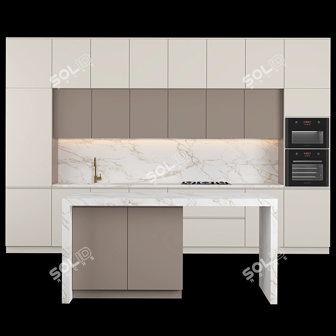 22MM Modern Kitchen with V-Ray & Corona 3D model image 1