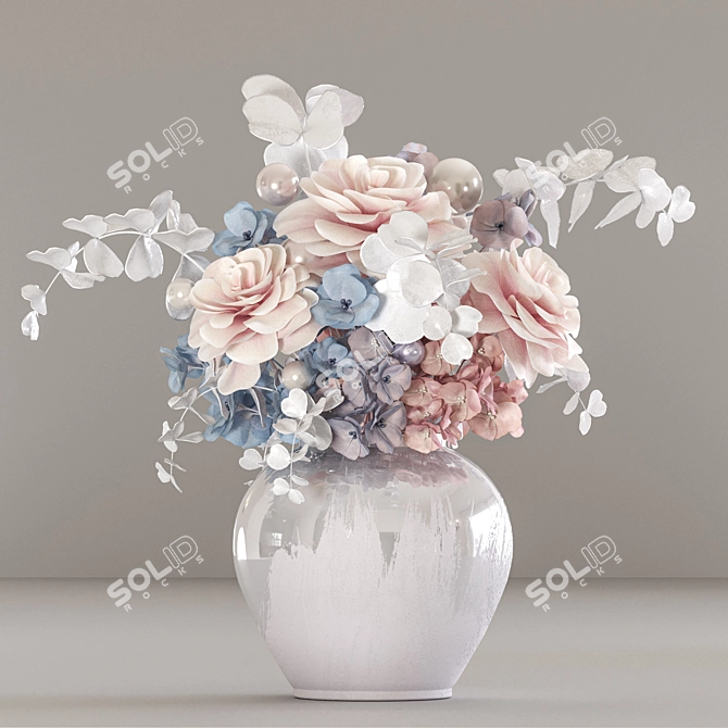 Pearl Rose Hydrangea Bouquet 3D model image 2