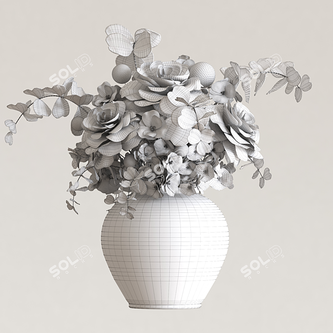 Pearl Rose Hydrangea Bouquet 3D model image 3