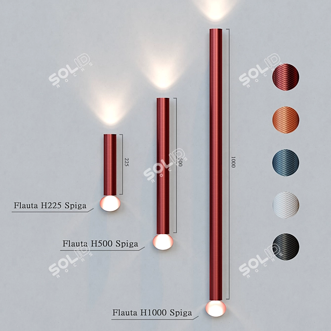 Flauta Spiga Indoor Wall Lamp: Design Patricia Urquiola 3D model image 2