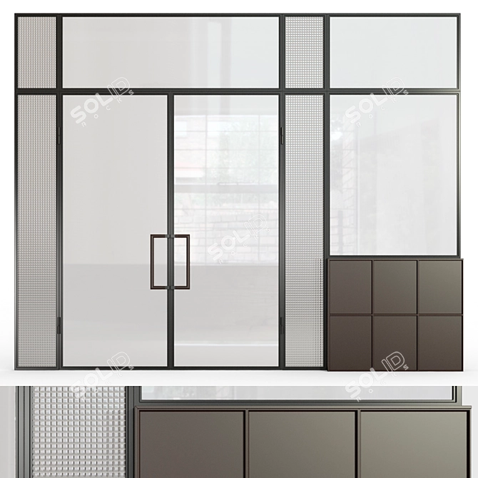 Description translation: Glass partition 9.

Title: Sleek Glass Partition - Perfect for Space Division 3D model image 1