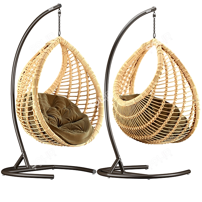 Eco-Rattan Hanging Chair 3D model image 4