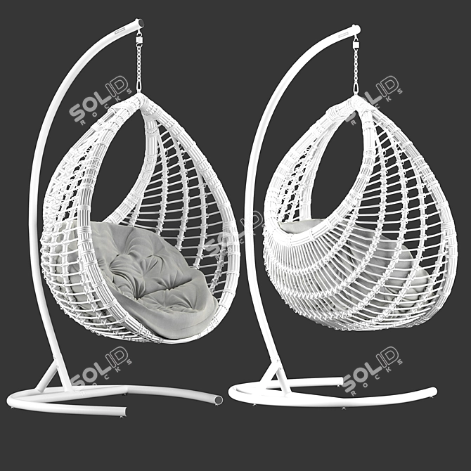 Eco-Rattan Hanging Chair 3D model image 5