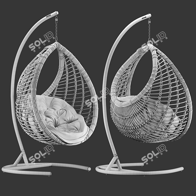 Eco-Rattan Hanging Chair 3D model image 6