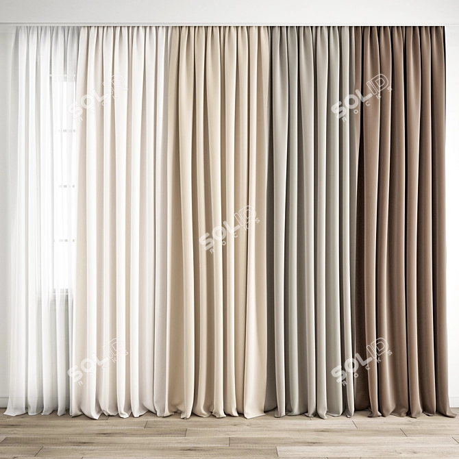 Poly Curtain Set 3D model image 1