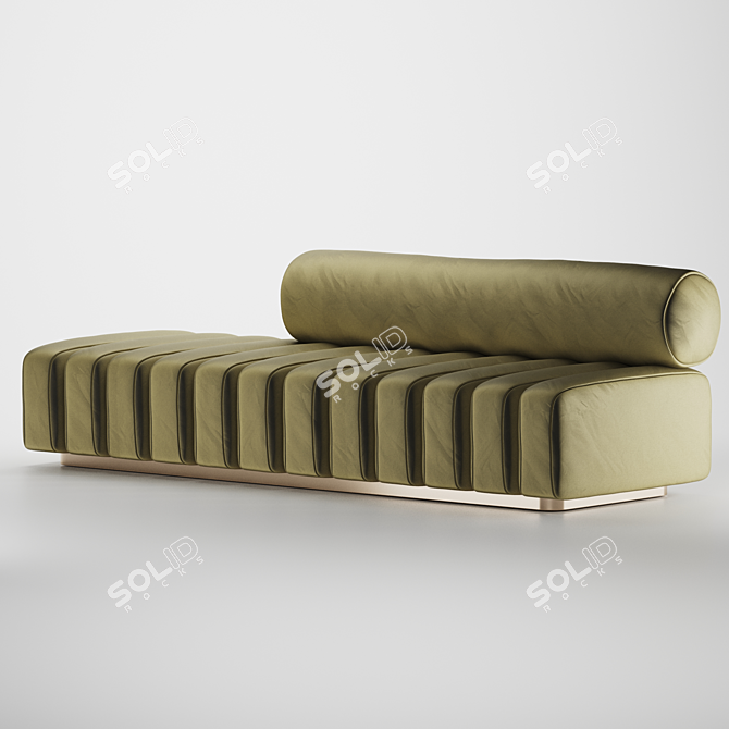 Bronze Modern Line Tufted Bench 3D model image 1