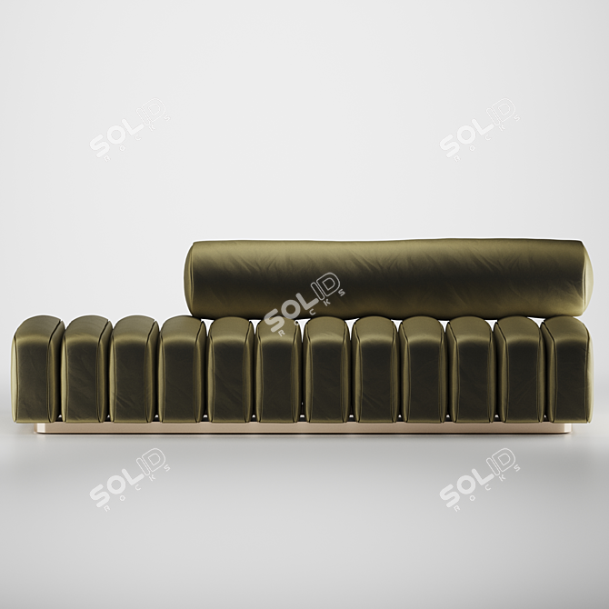 Bronze Modern Line Tufted Bench 3D model image 3