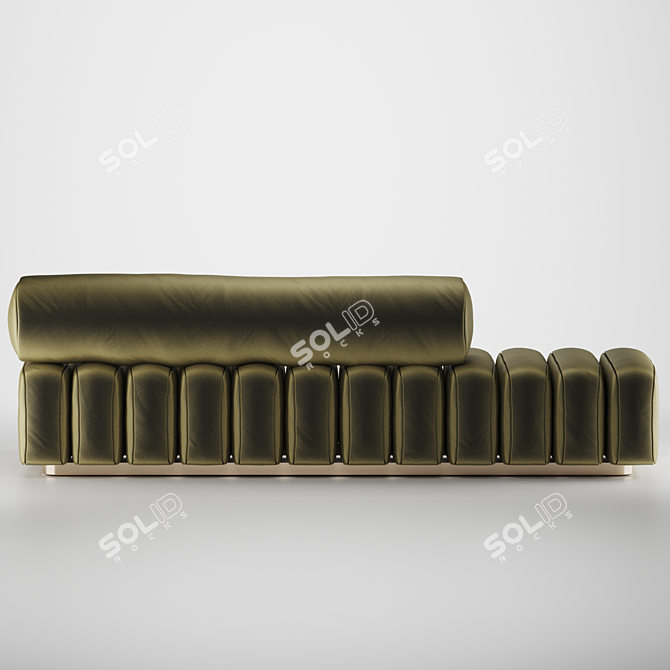 Bronze Modern Line Tufted Bench 3D model image 4