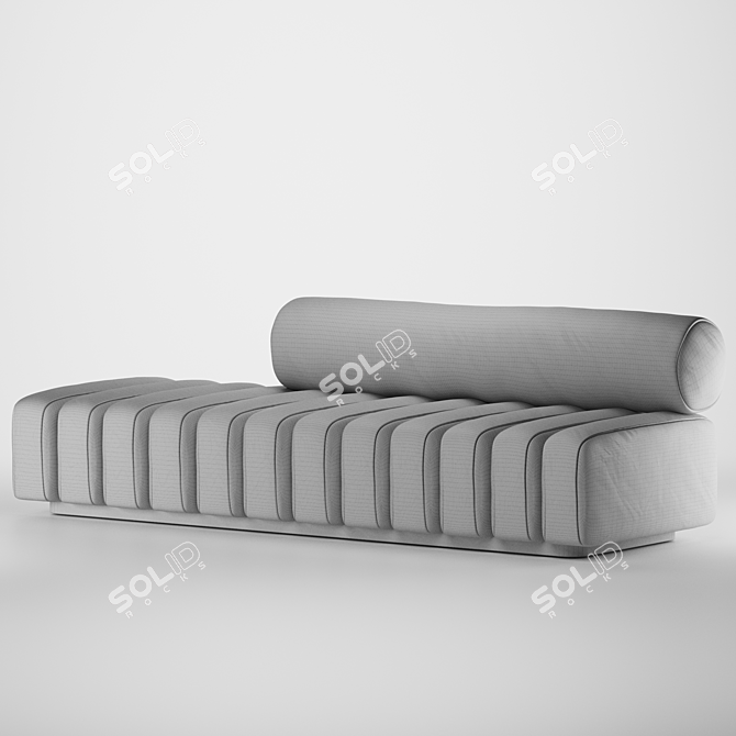 Bronze Modern Line Tufted Bench 3D model image 6